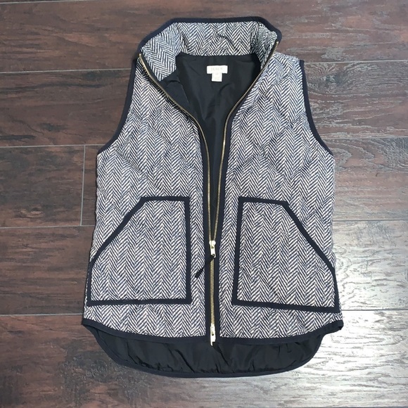 J. Crew Puffer Vest, Herringbone Print, sz XXS. - Picture 6 of 10